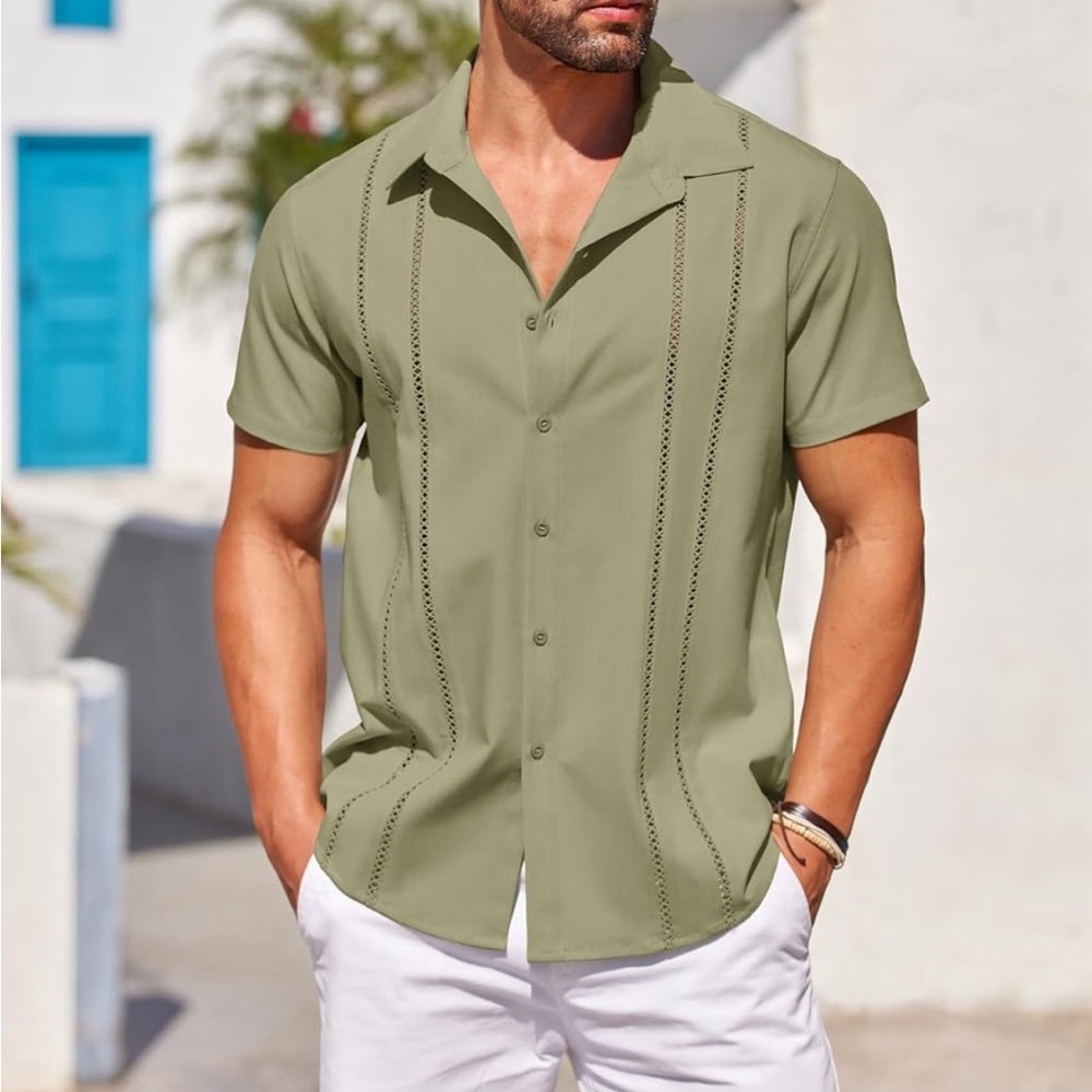 Men's Olive Green Short Sleeve Shirt